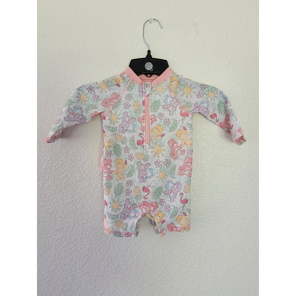 Care Bears Baby Pink‎ Tropical Ruffle Back Rash Guard Swimsuit 6-9 Months #9